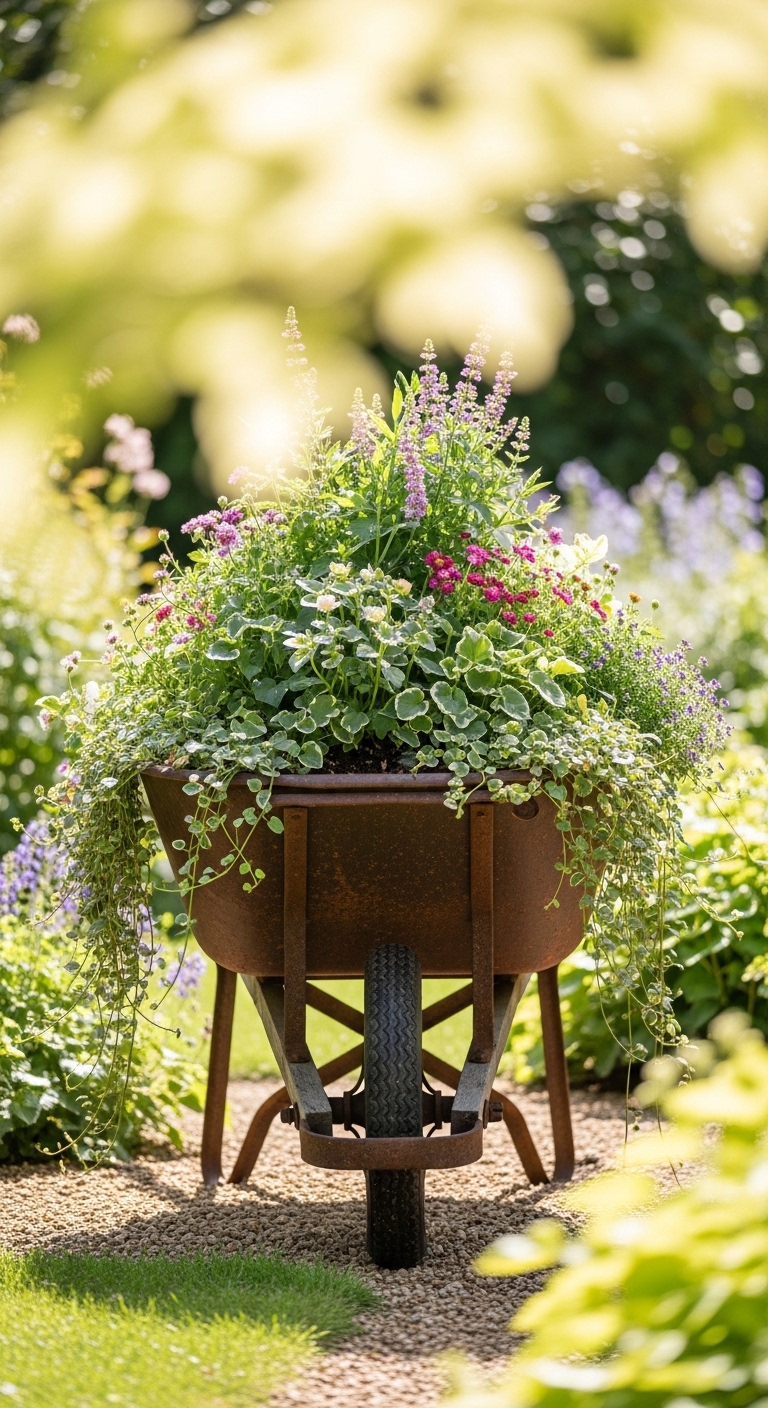 Wheelbarrow Overflow Planter