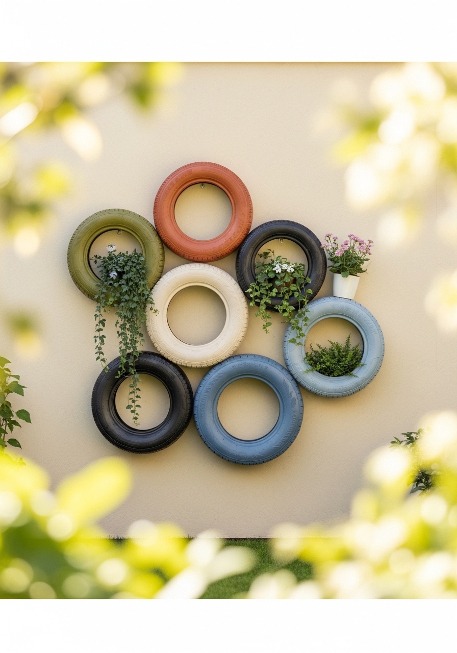 Color Block Tire Wall Art