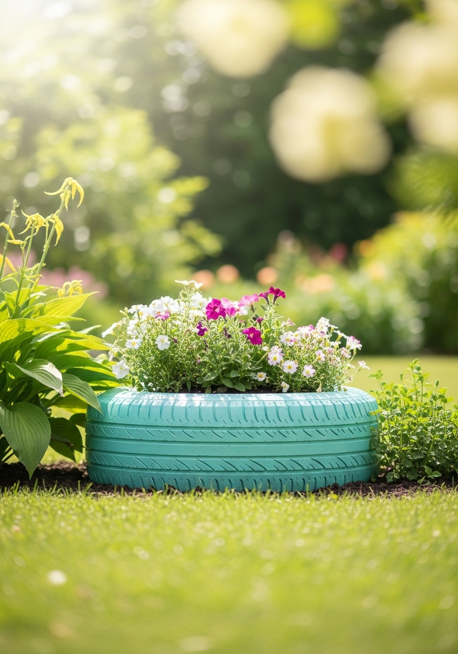 Painted Tire Flower Planter
