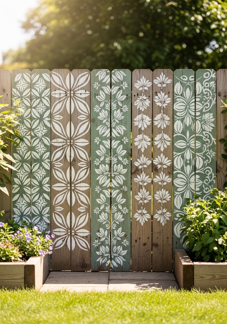 Stencil Pattern Fence Art