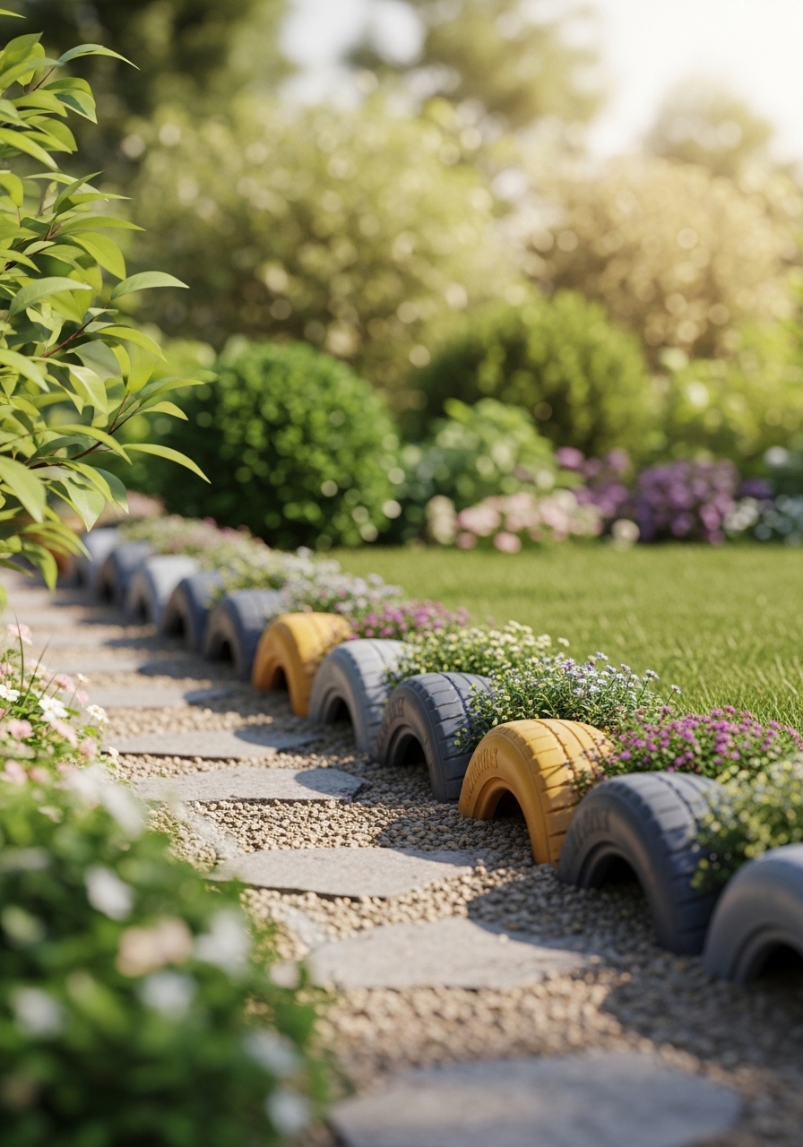 Tire Garden Path Border