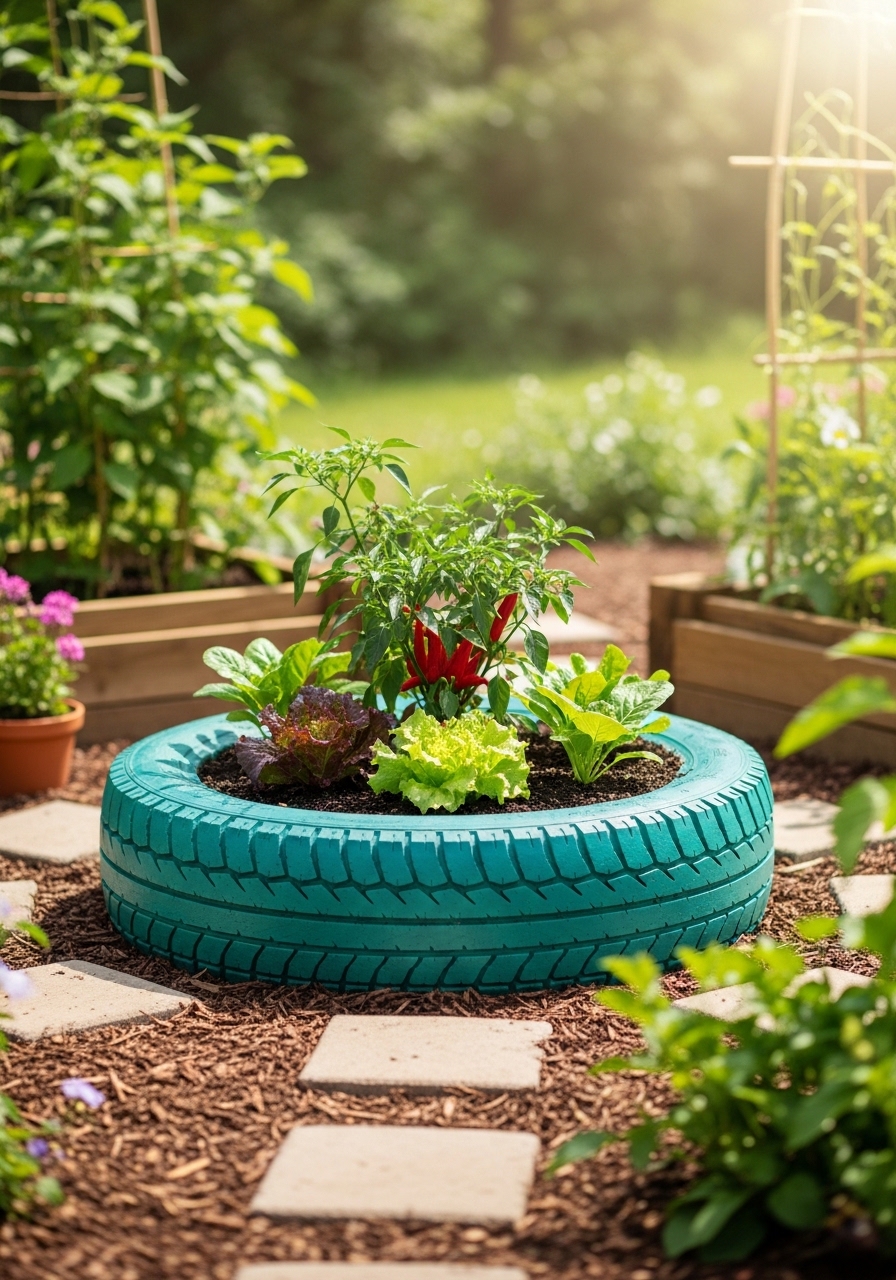 Tire Raised Vegetable Bed