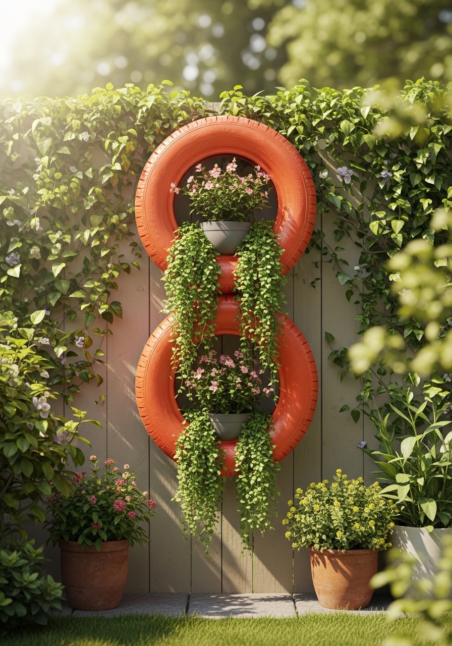 Tire Vertical Wall Planter
